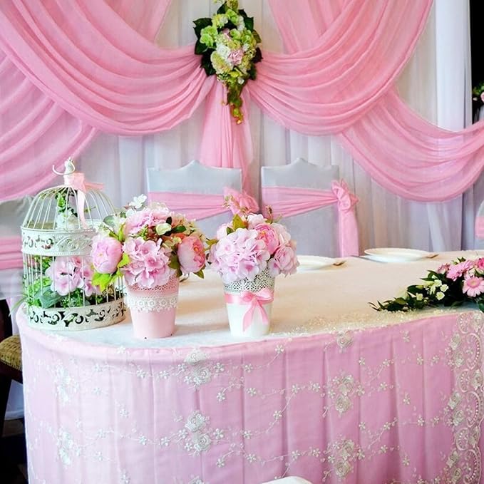 10 x 10 Feet Pink Backdrop Curtain for Partie, Background Curtains for Photoshoot, Birthday, Wedding, Halloween, Thanksgiving, Christmas, New Year Party Decorations 5Ft x 10Ft, 2 Panels