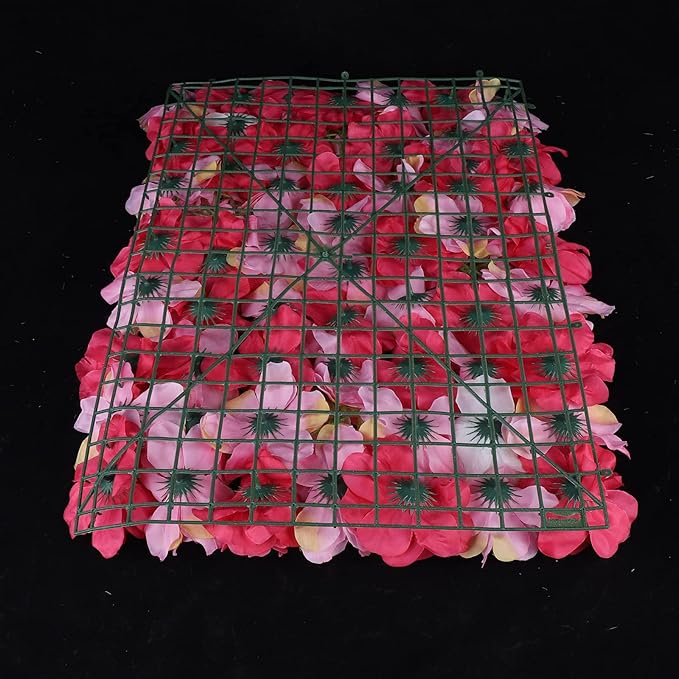 Artificial Flower Wall Panels, Silk Wedding Flower Wall Backdrop Panel, 3D Floral Panel Artificial Floral Wall Mat Flower Screen for Photo Party Wedding Wall Background Decor (6PCS Rose Red+Dark Pink)