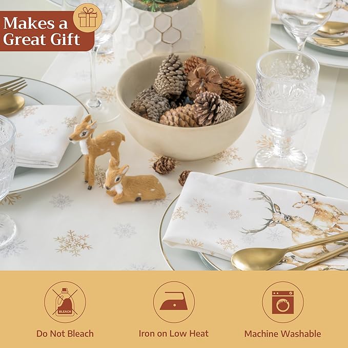 Maison d' Hermine Table Runner 100% Cotton Single Layer Table Runners 72 inches Long for Thanksgiving Christmas Decorations Home Kitchen Dining Party Wedding (Deer in The Woods, 14.5" x 72")