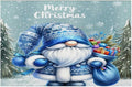 Xmas Christmas Gnomes Bule Snowflake Placemats Set of 1 PVC Vinyl Non Slip Table Mats Heat Resistant Place Mats Washable Wipeable Dining Table Mat for Kitchen Party Indoor Outdoor Decorative Gift