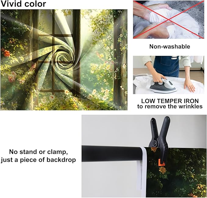 Baocicco 7x5ft Spring Window Photography Backdrops Sunshine Oil Painting Flowers Background Cloth for Marriage Valentines Mothers Day Engagement Party Decoration Photo Props Background Supplies