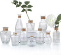 MDLUU Glass Bud Vases, Decorative Glass Bottles, Vintage Embossed Different Shapes for Wedding Centerpiece, Party, Home Decor, Set of 10 Clear