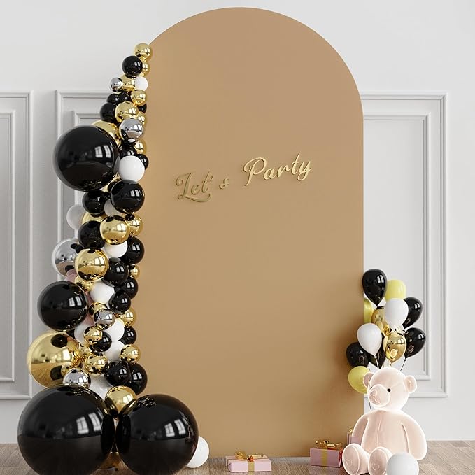 Wokceer 7.2FT Wedding Arch Cover Spandex Fitted Wedding Arch Stand Covers Round Top Chiara Arch Backdrop Cover for Birthday Party Ceremony Banquet Decoration Khaki
