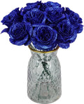 Glitter Flowers,30PCS Royal Blue Roses Artificial Flowers Fake Roses for DIY Crafts Wedding Bouquet Party Home Decor(Royal Blue)