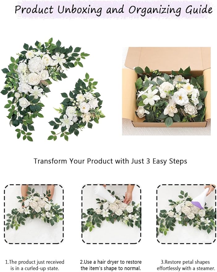Pack of 2 Faux Flowers,Wedding Arch Flowers,Wisteria Hanging Flowers,Flower Garland Be Suited to Aisle Decorations for Wedding Ceremony,Wedding Arches for Ceremony