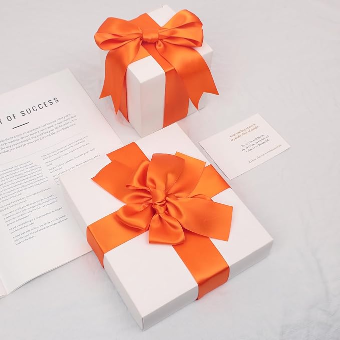 Orange Satin Ribbon, Double Faced 1-1/2 Inch X 50 Yards Orange Ribbon, Premium Satin Ribbon for Gift Wrapping, Crafts, Hair Bow Making, Sewing, Flower Bouquet, Wedding Party Decor