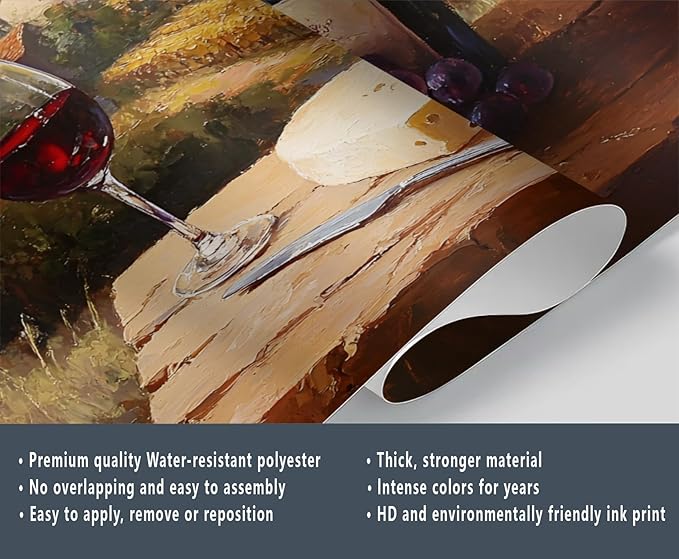KIREUPA Tuscany Vineyard Wall Mural, Countryside Winery Scene 3d Wall Murals, Italian Rural Landscape Wallpaper Mural, for Living Room Bedroom Large Wallpaper Indoor Decor 197" W x124.8 H