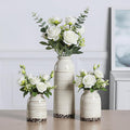 Ceramic Vase Set of 3, Farmhouse Rustic Decorative Vase for Home Decor, Modern Glazed Vase, Table Centerpiece for Living Room, Shelf, Bedroom, Kitchen (Omega Yellow)