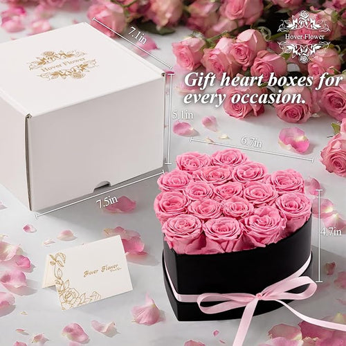 16 Forver Preserved Flowers in a Heart Box, Flowers for Her,Eternal Roses Flowers for Delivery Prime, Flowers Birthday Gifts for Women Mom Grandma Wife - Pink