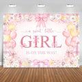 Mocsicka 7x5ft Girl Baby Shower Backdrop Pink Bow Floral Sweet Baby Girl is On The Way Decorations Banner Watercolor Balloon It's a Girl Banner Photo Booth Props (7x5ft (82x60 inch))