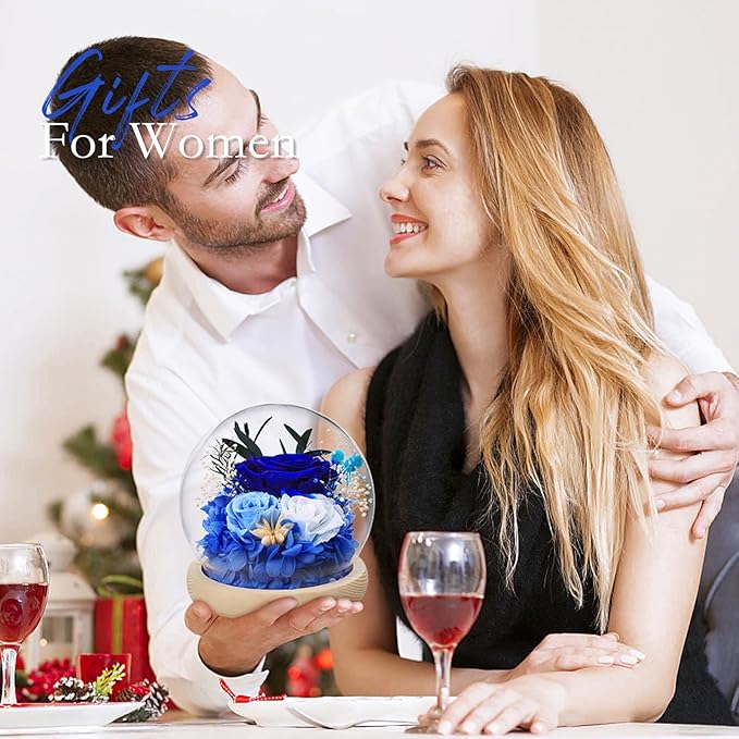 FIACO Preserved Rose Birthday Gift for Women Forever Fresh Flowers for Prime Delivery Gift for Mom Grandma Wife Valentines Mothers Day Christmas Anniversary Eternal Roses in Glass Dome