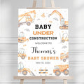 Custom Baby Shower Sign Outdoor, Personalized Baby Boy Shower Yard Sign Orange, Under Construction Party Signs Decoration Theme