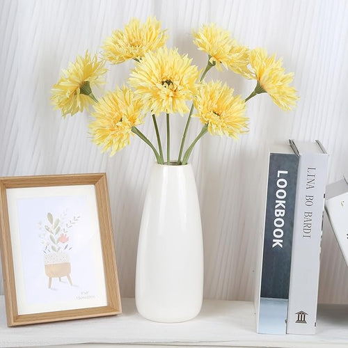 12pcs Yellow Gerbera Daisy Artificial Flowers Realistic Faux Daisies Fake Daisy Flowers for Vase Table Centerpiece Home Wedding Party Garden Decoration(Yellow)