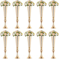 NUPTIO Gold Tall Centerpiece Table: 21.9" Trumpet Vases for Wedding Metal Flower Stand for Party Decorations Set of 10