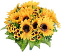 Lvydec Artificial Sunflower Bouquet, 4 Bunches Silk Sunflowers Fake Yellow Flowers for Home Decoration Wedding Decor (4 Pack)