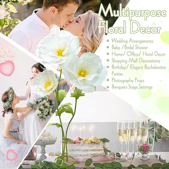 Large Artificial Paper Flowers Decoration, Giant Flower Wedding Holiday Party Anniversaries Bridal Showers Banquet Reception Ceremony Church Big Floral Decor Shop Window Display Creative Gift, White