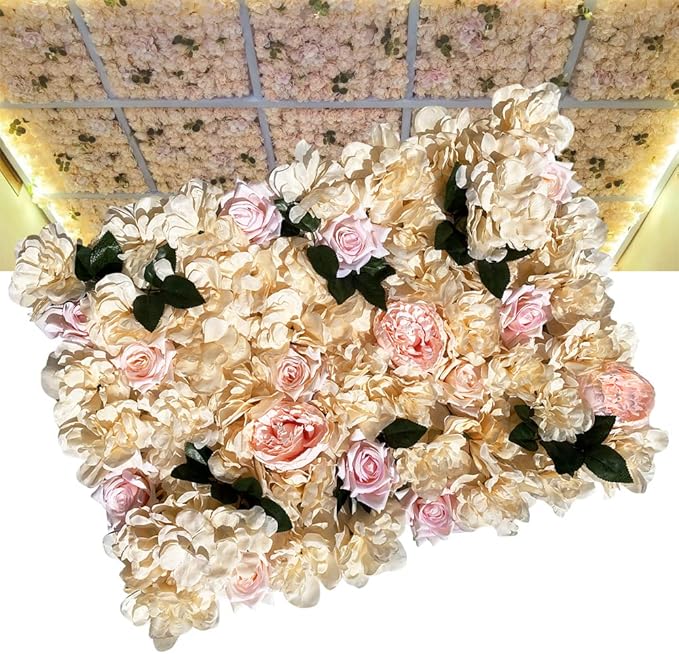 12PCS Artificial Flower Panels, Wedding Flower Panels Banquet Flowers Board, Flower Backdrop Wall for Photo Party Wedding Background Decor