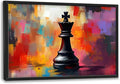 King Chess Large Wall Art Framed Colorful Wall Decor for Living Room Chess Pictures Oversized Canvas Print Painting Modern Extra Large Framed Artwork for Bedroom Office Home Decor 36"x24"