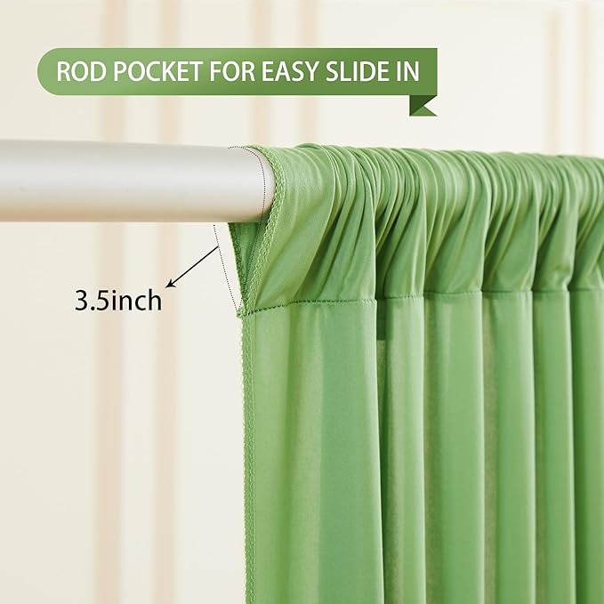 Sage Green Backdrop Curtain 8 Panels-Wrinkle-Free Green Curtains Polyester Photography Drapes for Baby Shower Birthday Party Photo Background Backdrop Stand- 32 X10FT (Sage Green)