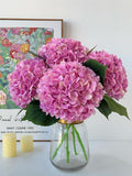 YalzoneMet 4Pcs Pink Purple Silk Hydrangea Artificial Flower Lifelike Big Blooms 20'' Long Stem Faux Hydrangea Flower Bouquets for Home Party Indoor Outdoor Wedding Table Centerpiece Decor