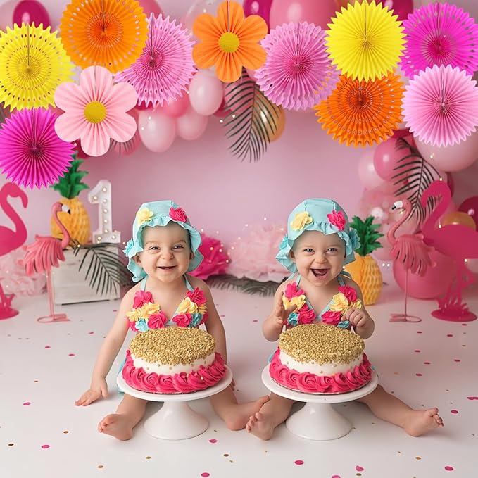 zilue Paper Fans Party Decorations Paper Flowers Decorations for Wall Classroom Floral Backdrop Baby Shower Birthday Party Flower Wall Decor Pack of 11 Pink Orange Yellow