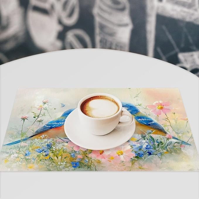 Birds Placemats Set of 4 Animal Birds Watercolor Table Mats Washable Place Mats for Home Party Kitchen Indoor Outdoor Restaurants 4 PCS