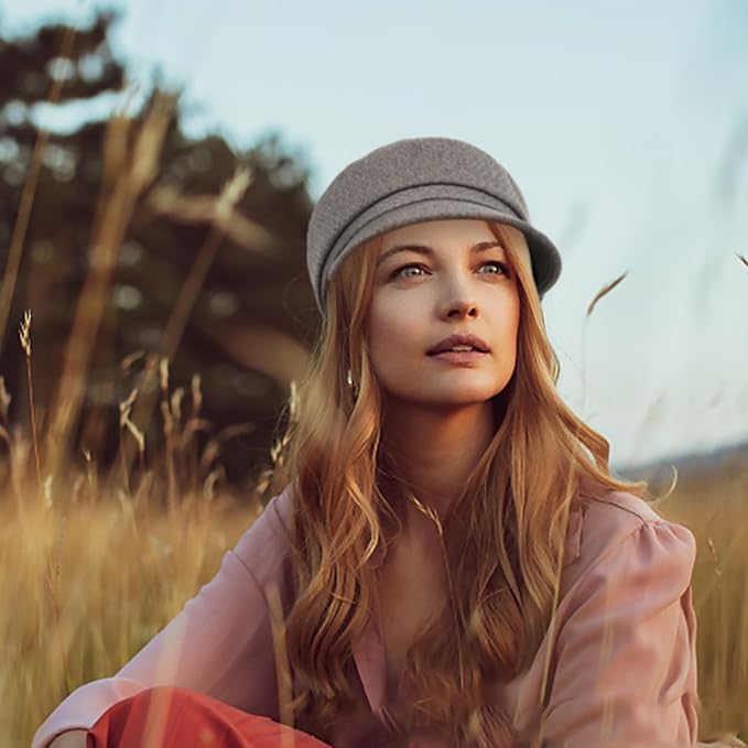 Women Retro Classic Visor Newsboy Cabbie Cap Beret Hats with Flower Buckle for Woman Ladies