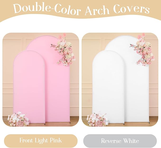 Pink White Arch Backdrop Cover Set of 2 Arch Covers 7.2 and 6ft Wedding Arch Cover Stretchy Backdrop Bridal Baby Shower Birthday Party Arches Stand Covers Spandex