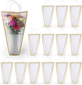 14 Reusable Floral Vase Bag for Bouquets - Portable Flower Bouquet Bags with Ventilation Holes and Ergonomic Handles, Gift-Ready, Tuxedo Gold