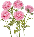 Faux Ranunculus 5PCS Real Touch Flowers Pink Peonies 21.6” Pink Ranunculus Long Stem Artificial Flowers for Tall Vase for Weddings Bridal Bouquet Baby Shower Decorations
