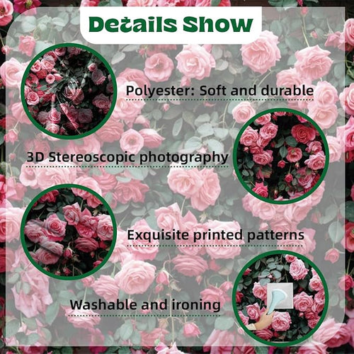 10x6.5ft Pink Flower Wall Backdrop Roses Floral Background Spring Tea Party Photography Banner for Wedding Birthday Bridal Shower Mother's Day Women's Day Valentine's Day Princess Portrait