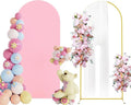 Putros 6ft Metal Arch Stand with Cover Pink Spandex Fitted Wedding Arch Cover and Round Top Chiara Backdrop Stand Set for Birthday Party Baby Shower Decoration