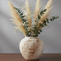 Vintage Ceramic Vase, Minimalist Texture Stone Patterned White Flower Vase, Decorative Vase for Living Room Shelf Farmhouse Dining Table Centerpiece Decor (Rustic 7.9'')