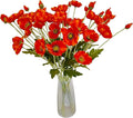 ATFL Orange and Red Poppy Flowers Artificial,12 Pcs Silk Fake Poppy Flowers,Faux Poppies Bulk for Home Decor Table Centerpieces Floral Arrangement,Poppies Bouquet for Wedding (23.5‘’, Orange-red)