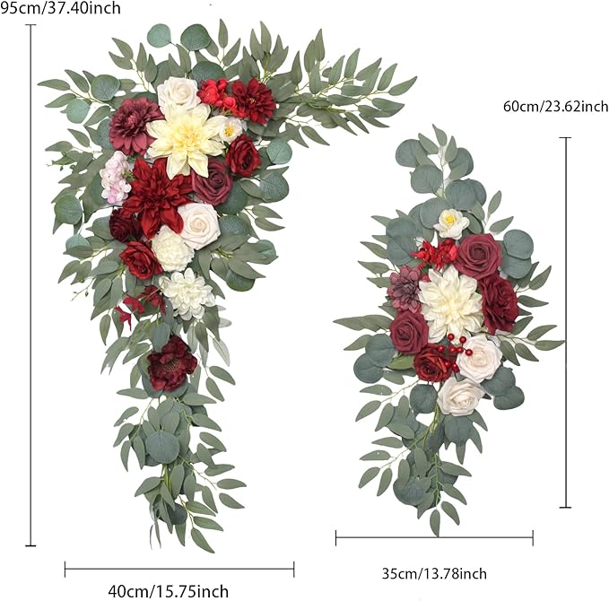 Arch Flowers with Drapes Kit (Pack of 3) for Wedding Ceremony Arbor and Reception Backdrop Decoration Wedding Welcome Signs Floral Birthday Party Decoration