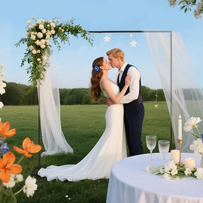 6.6FT Black Metal Wedding Arches for Ceremony Square Balloon Arch Stand Rectangular Backdrop Stand for Anniversary Birthday Party Bridal Shower Home Indoor Outdoor Decoration