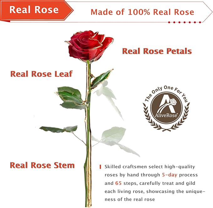 AliveRose Gold Rose,24k Gold Real Rose Gift for her, Long Stem Rose Made from Real Gold Rose for Anniversary Valentines Mothers Day Birthday (Teal Blue with Crystal Vase)