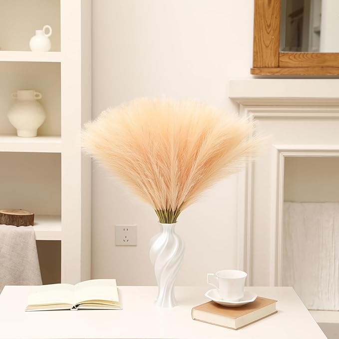 Faux Champagne Pampas Grass - 30pcs 24 Inch Boho Home Decor, Artificial pompas Floral for Table Centerpieces, Farmhouse and Baby Shower Decorations (Champagne, 30 Pieces)