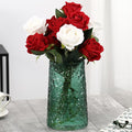 Green Glass Vase, Flower Vases for Bouquet, Modern Glass Vase for Flowers, Large Vases for Living Room, Bedroom, Kitchen, Office, Wedding, Dining Table, 8 Inches