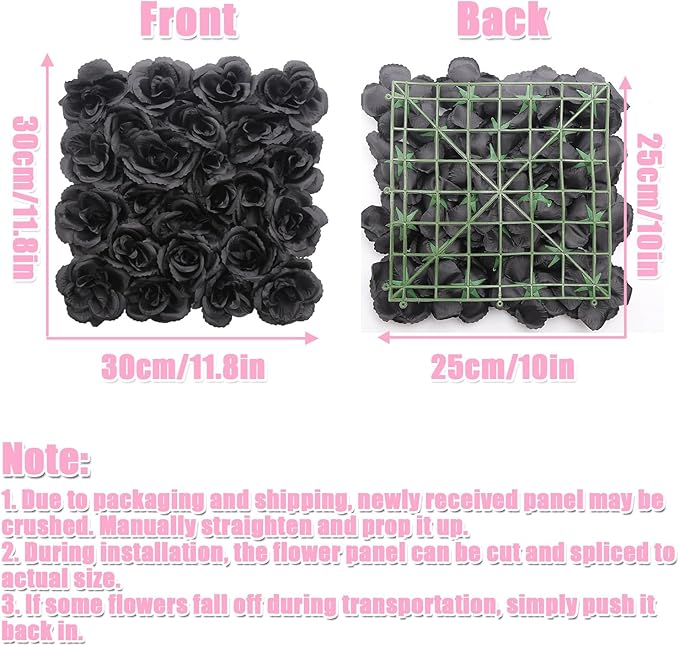 Flower Wall Backdrop, 12PCS 10.6"-15.7" Artificial Flower Wall Panel with Various Styles, 3D Floral Wall Decor for Wedding Photo Background Festive Party Home Decoration (J003, 11.8 * 11.8in)