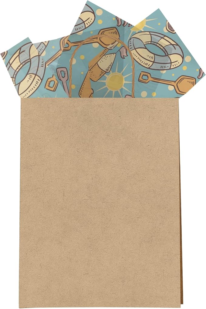 Pro Supply Global Beach Fun Printed Tissue Paper for Gift Bags or Boxes and Wrapping - Summer Bulk Decorative Art Tissue Paper for Packaging and Gifting | 24 Sheets 20" x 30"