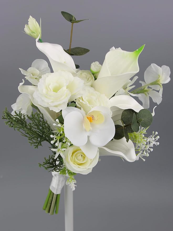 Rinlong 9.8 Inch Silk Posy Bouquet Wedding Bouquets for Bride Artificial Rose Small Bridal Bouquet for Wedding Toss Bridesmaid Prom Bouquet
