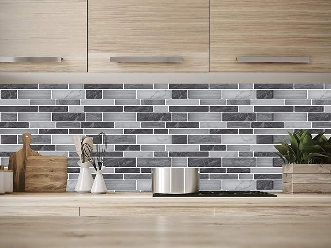 Art3d 10-Sheet Self-Adhesive Tile Backsplash for Kitchen, Vinyl Decorative Marble Tiles, 30 * 30cm