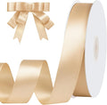 Champagne Ribbon 60 Yards 1 inch Double Faced Gold Satin Ribbon Christmas Ribbons for Gift Wrapping Bows Crafts Wedding Party Invitation Christmas Decorations