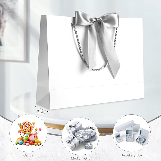JMANNI Gift Bag, 1PCS Gift Bags Large with Ribbon and 1 Greeting Cards 2 Tissue Paper, Portable Paper Gift Bag with Handles, Birthday Gift Bags,Present Bags for Wedding Party Mothers Day