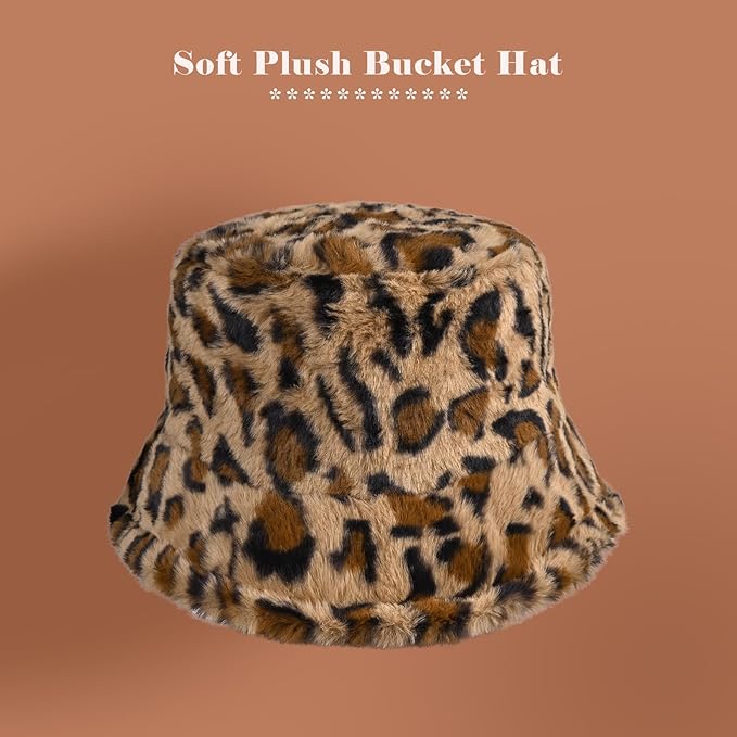 Winter Soft Faux Fur Plush Bucket Hat, Lovely Fisherman Cap, Fashion Outdoor Thick Warm Sun Cap for Women