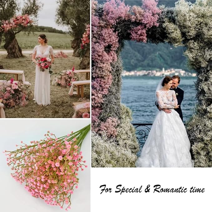 Bringsine Baby Breath Gypsophila Deco Pink Colour Artificial Flowers for Wedding 40 Pieces/lot