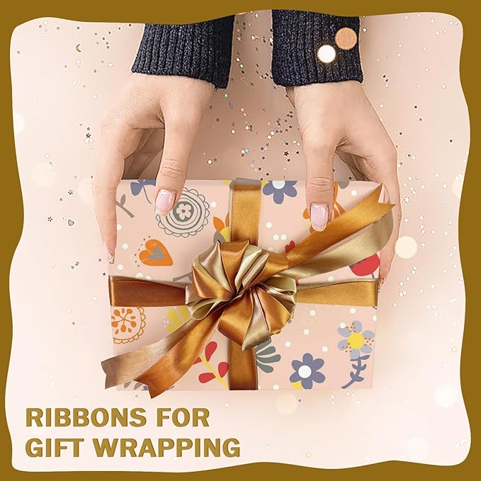 150 Yards Brown Satin Ribbon 1-1/2 Inch 6 Rolls Assortment Ribbons for Crafts Gift Wrapping Flower Bouquet Wedding Invitations Birthday Party Festival Decoration Hair Bows