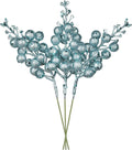 Lvydec 16pcs Christmas Glitter Berry Stems, 7.8" Artificial Christmas Picks for Christmas Tree Ornaments, DIY Xmas Wreath, Crafts, Holiday and Home Decor (Light Blue)