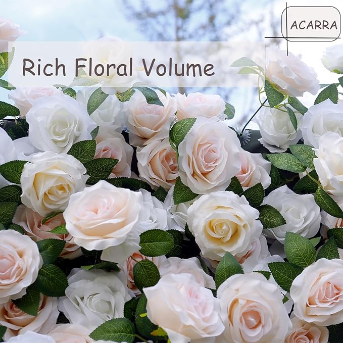 Artificial Flower Wall Panel 4×8 ft (1.2×2.4 m), Realistic Artificial Blooms, Photo-Ready Backdrop for Wedding, Parties & Photo Booth, Assembly-Friendly (Panel Only)